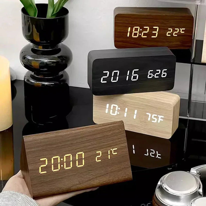 Lisslune | Charms | Digital Wooden Alarm Clock | Including Temperature Display