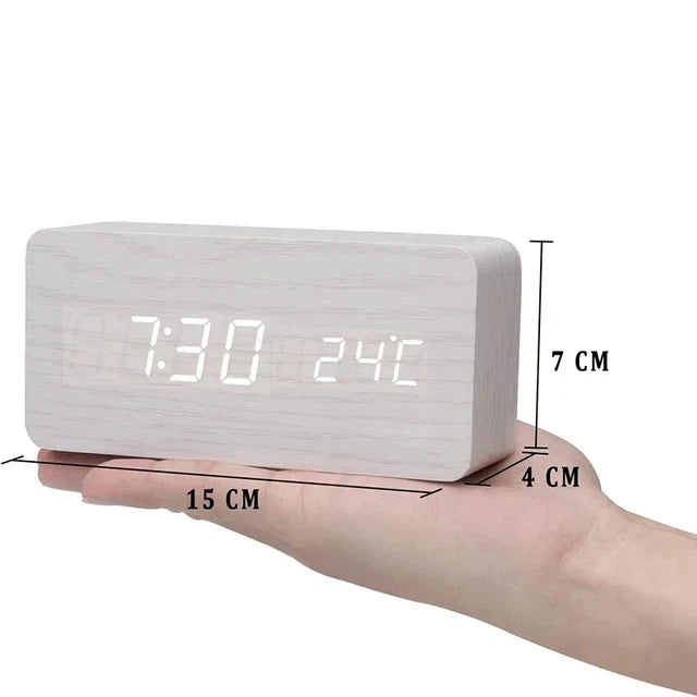 Lisslune | Charms | Digital Wooden Alarm Clock | Including Temperature Display