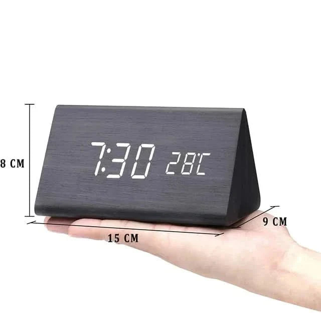 Lisslune | Wood LED Alarm Clock – Voice & Temp Display