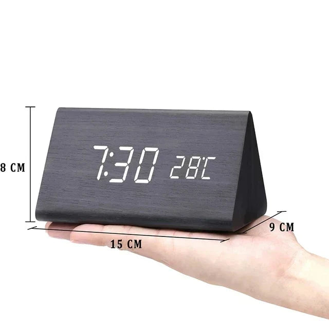 Lisslune | Charms | Digital Wooden Alarm Clock | Including Temperature Display