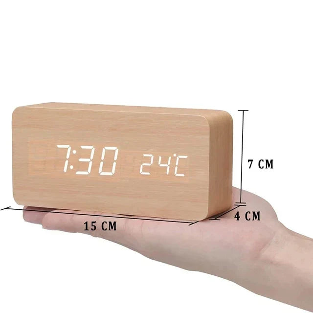 Lisslune | Charms | Digital Wooden Alarm Clock | Including Temperature Display