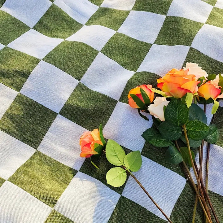 Lisslune | All-Season Checkered Picnic Blanket with Fringe
