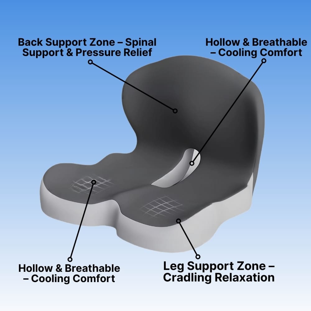Lisslune | All-in-One Orthopedic Memory Foam Seat - Cushion Seat and Back Cushion for Pain Relief and Comfort