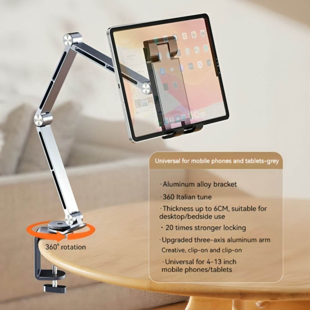 Lisslune | Altivo – 360° Adjustable Aluminium Stand for Tablets & Smartphones