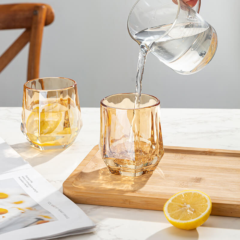 Lisslune | Amber hexagonal Glass Cups