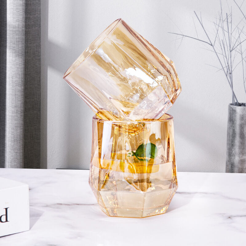 Lisslune | Amber hexagonal Glass Cups
