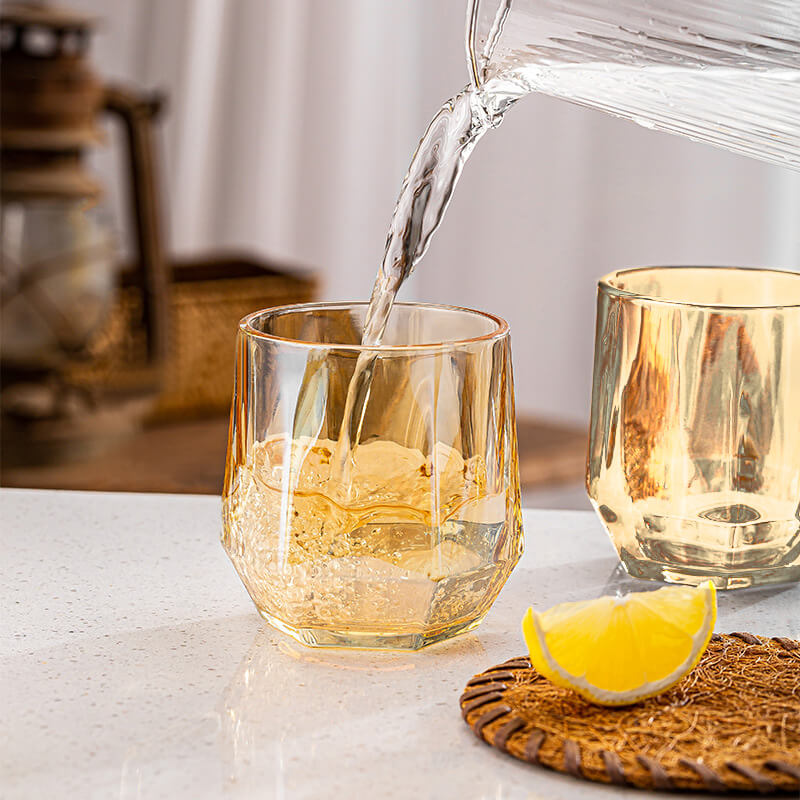 Lisslune | Amber hexagonal Glass Cups