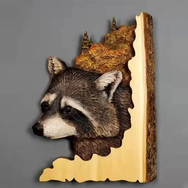 Lisslune | WildCraft - Wall art with carved animals made of wood for rustic home decor