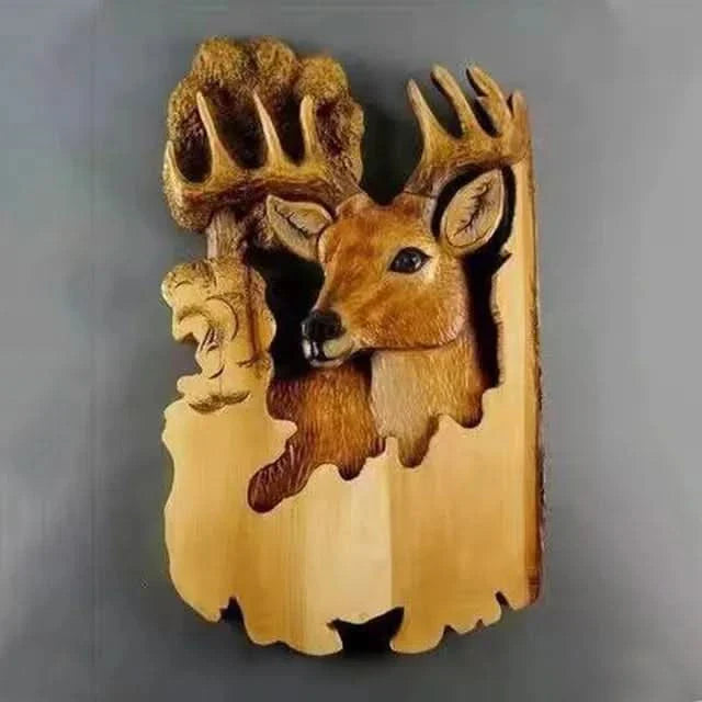 Lisslune | Wooden Animal Carving Wall Art Decoration