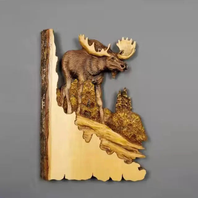 Lisslune | WildCraft - Wall art with carved animals made of wood for rustic home decor
