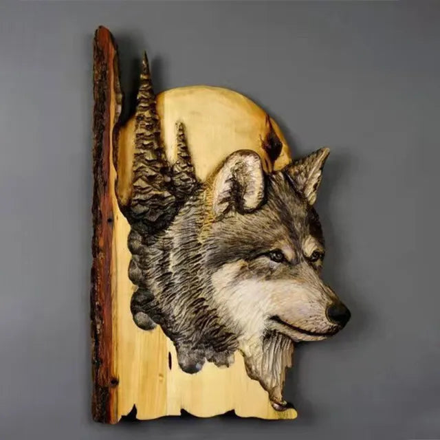 Lisslune | WildCraft - Wall art with carved animals made of wood for rustic home decor