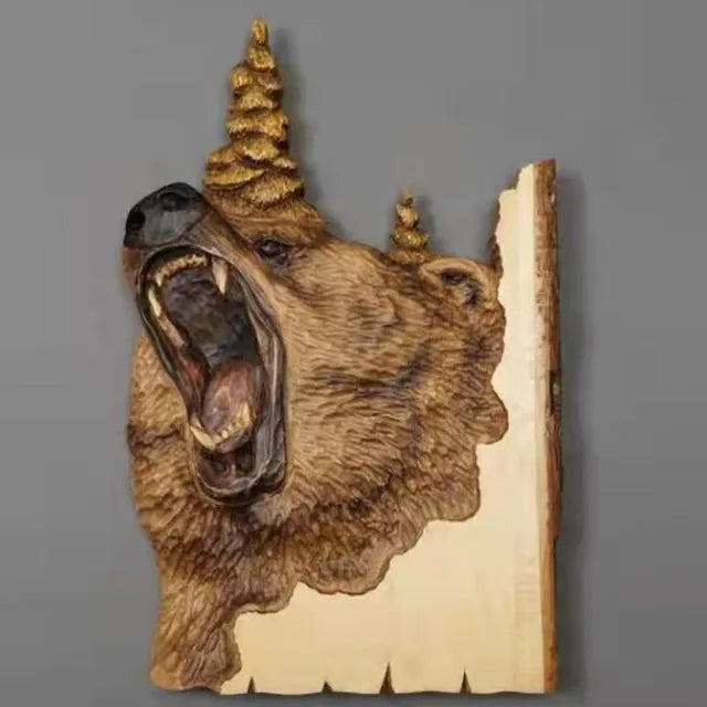 Lisslune | WildCraft - Wall art with carved animals made of wood for rustic home decor