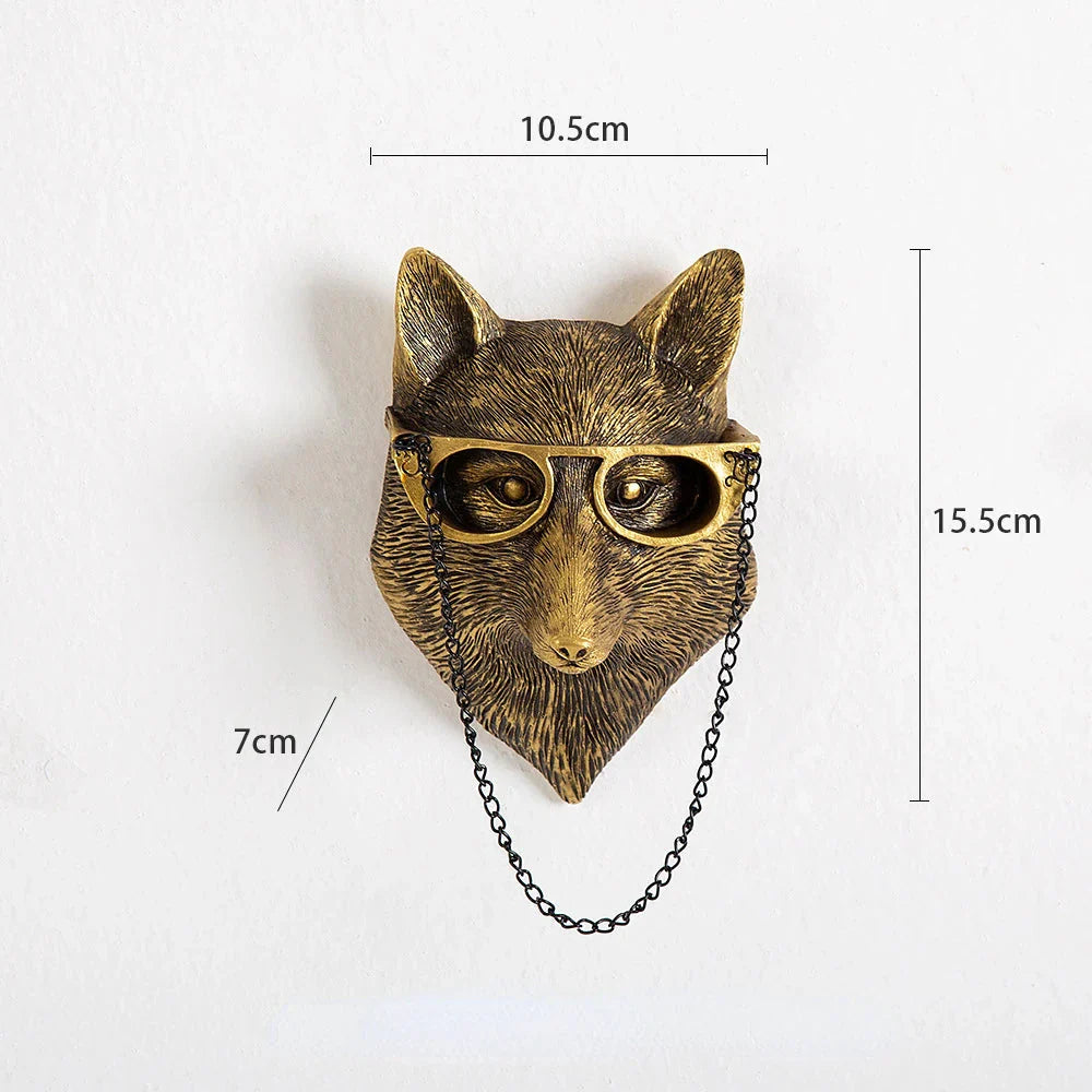 Lisslune | Antique Bronze Resin Animal Pendant Golden Deer Head Wall Storage Hook Background Wall Accessories Decorative Figures