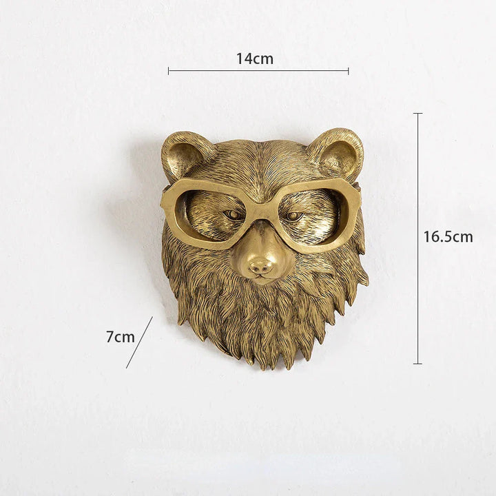 Lisslune | Antique Bronze Resin Animal Pendant Golden Deer Head Wall Storage Hook Background Wall Accessories Decorative Figures