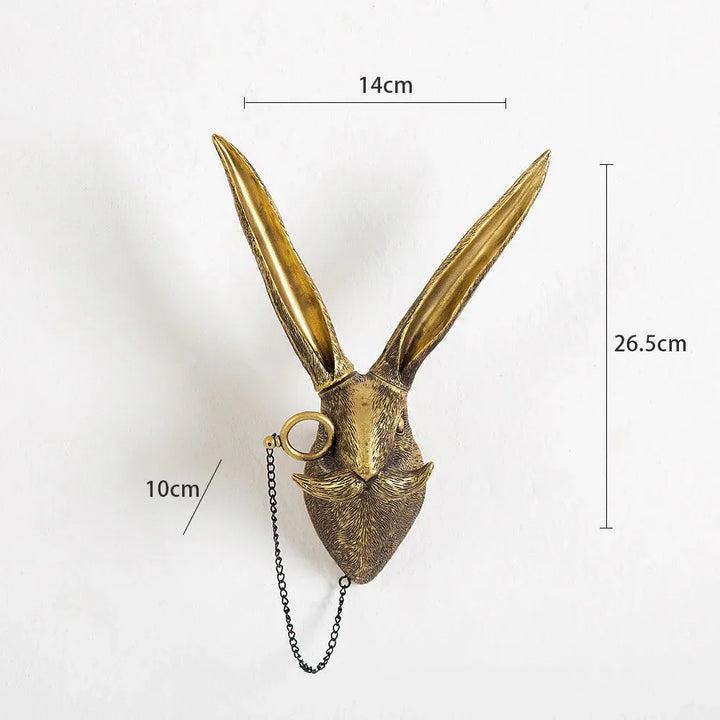 Lisslune | Antique Bronze Resin Animal Pendant Golden Deer Head Wall Storage Hook Background Wall Accessories Decorative Figures