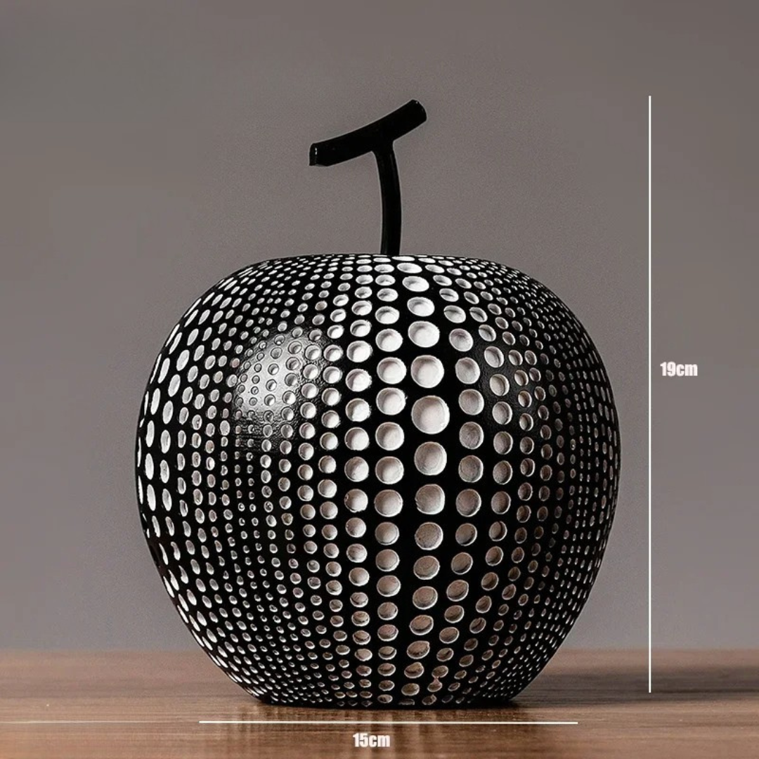 Lisslune | MonoApple Decorative Figurine – Black & White Polka Dot Apple