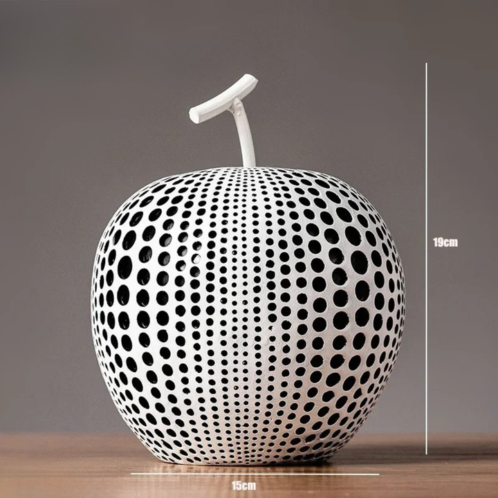 Lisslune | MonoApple Decorative Figurine – Black & White Polka Dot Apple