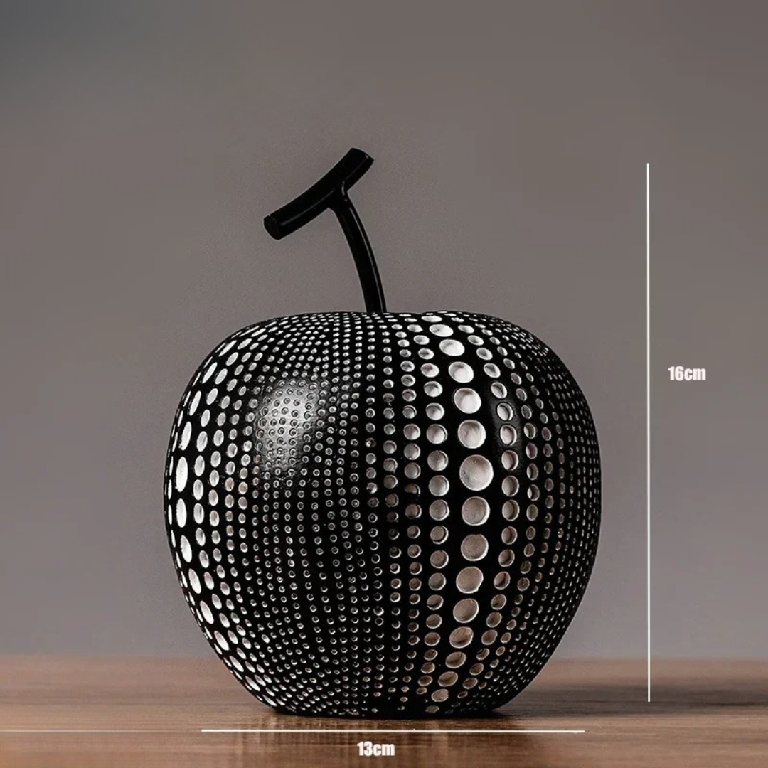 Lisslune | MonoApple Decorative Figurine – Black & White Polka Dot Apple