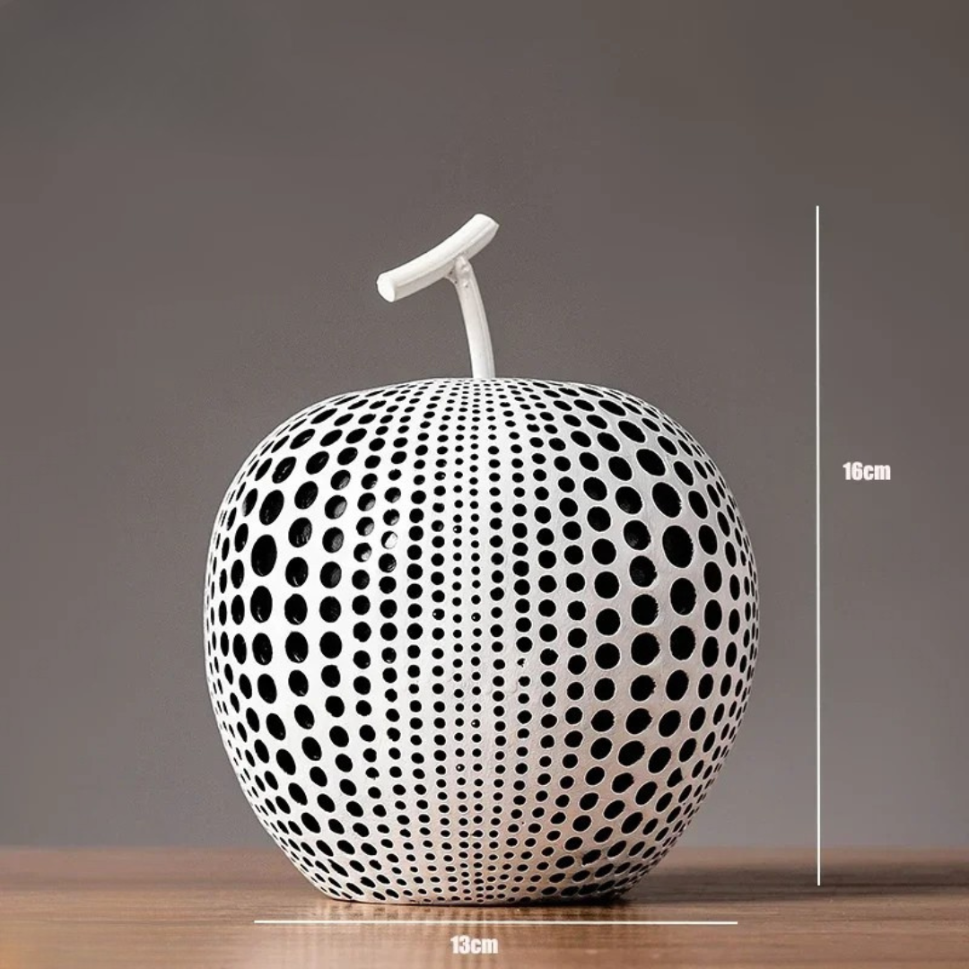 Lisslune | MonoApple Decorative Figurine – Black & White Polka Dot Apple