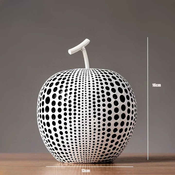 Lisslune | MonoApple Decorative Figurine – Black & White Polka Dot Apple