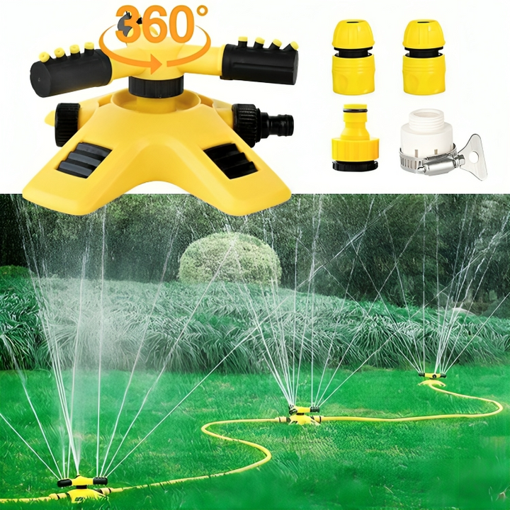 Lisslune | Rotating Sprinkler for Lawn | 360° Coverage, Water-Saving Technology & Adjustable Spray for Efficient Garden Irrigation