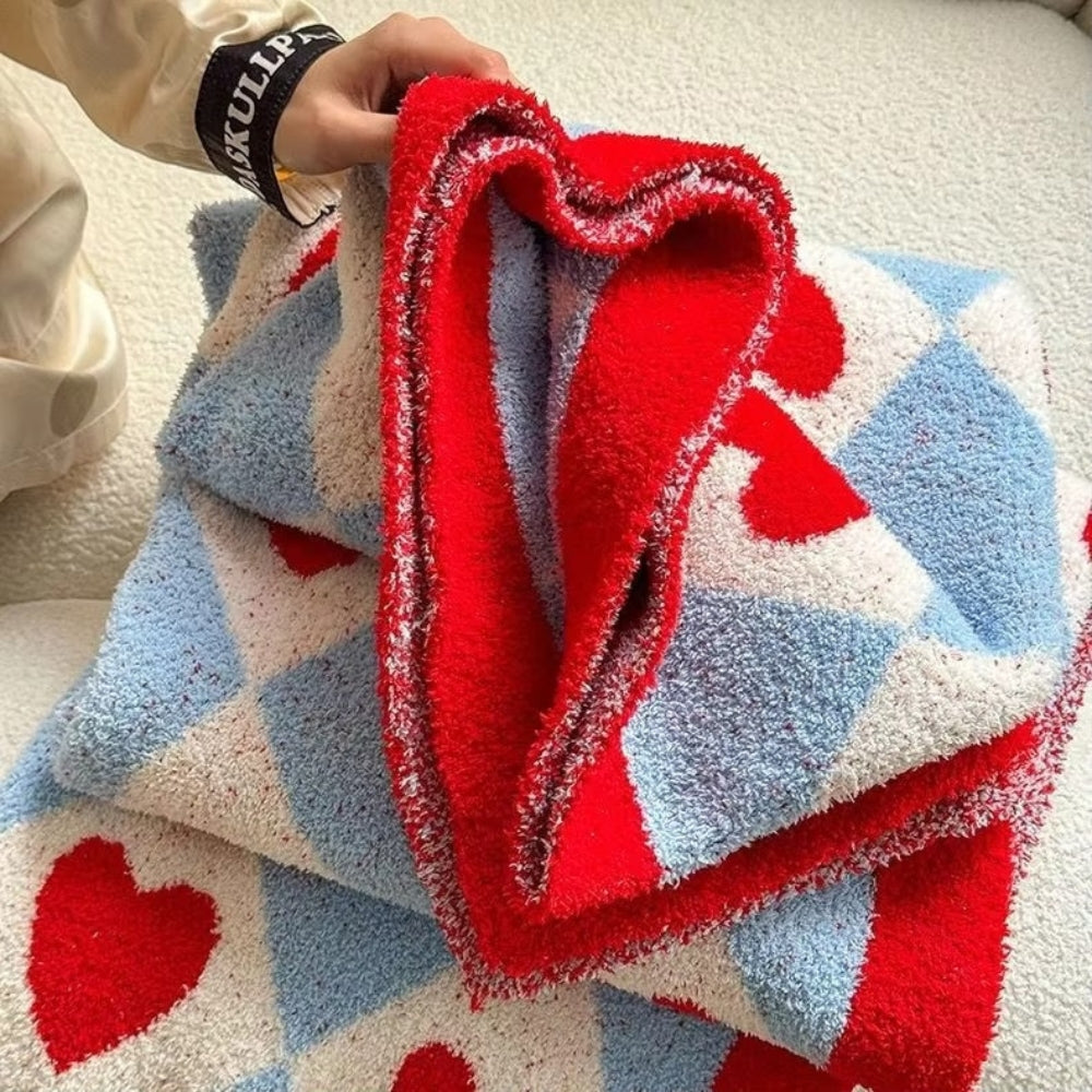 Lisslune | Argyle Scarlet Heart Soft Blanket