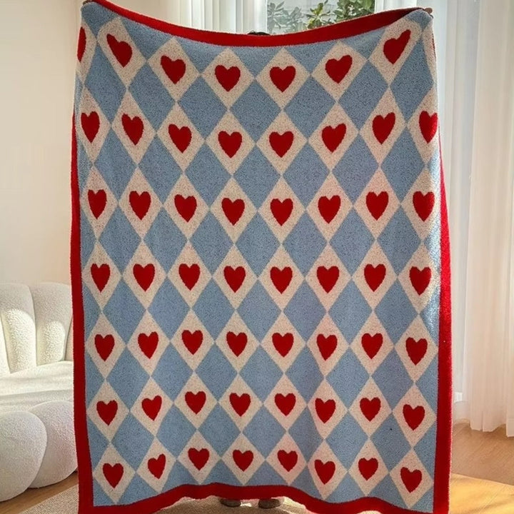 Lisslune | Argyle Scarlet Heart Soft Blanket