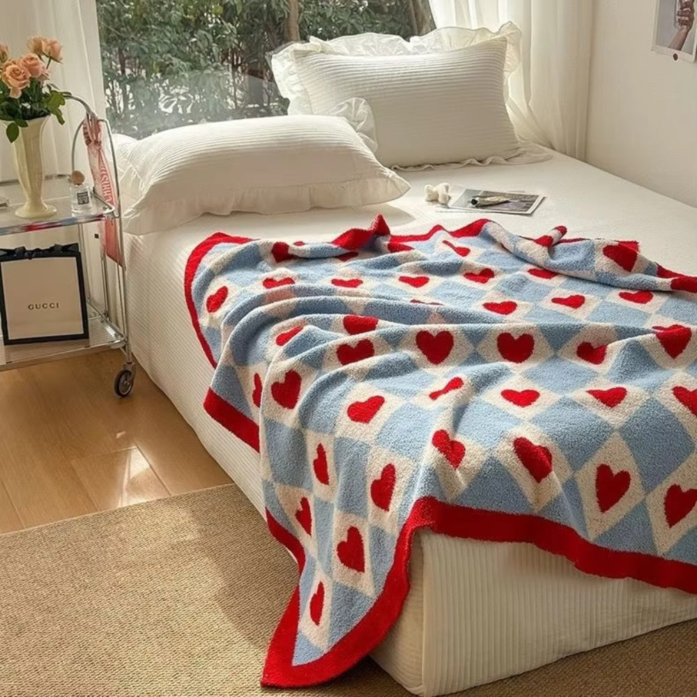 Lisslune | Argyle Scarlet Heart Soft Blanket
