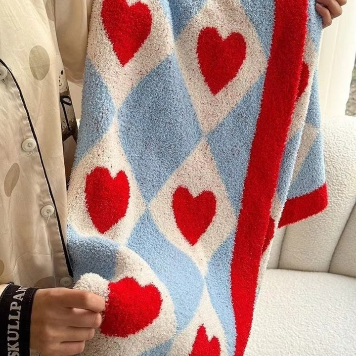 Lisslune | Argyle Scarlet Heart Soft Blanket