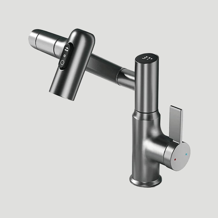 Lisslune | LustraFlow 360° Smart Fixture | Modern Kitchen and Bath Mixer with LED Temperature Display