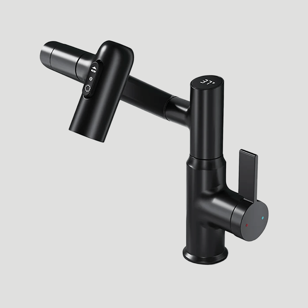 Lisslune | LustraFlow 360° Smart Fixture | Modern Kitchen and Bath Mixer with LED Temperature Display