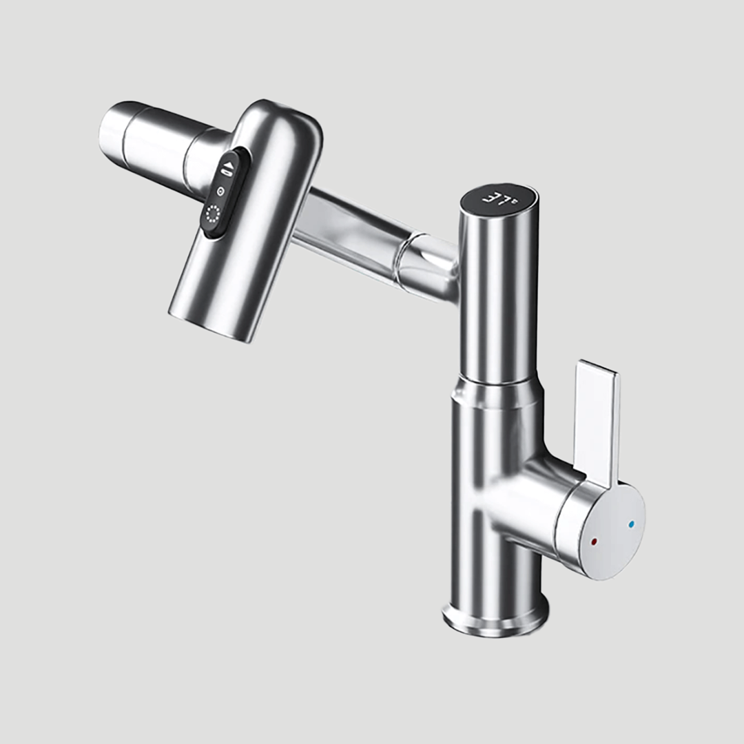 Lisslune | LustraFlow 360° Smart Fixture | Modern Kitchen and Bath Mixer with LED Temperature Display