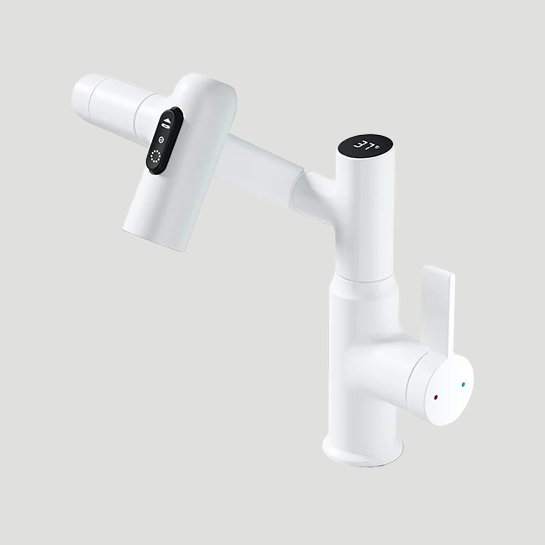 Lisslune | LustraFlow 360° Smart Fixture | Modern Kitchen and Bath Mixer with LED Temperature Display