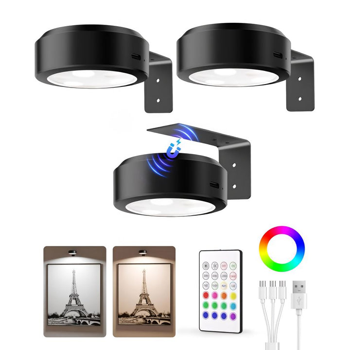 Lisslune | ArtLume | Wireless Rechargeable LED Spotlights for Picture & Artwork Lighting