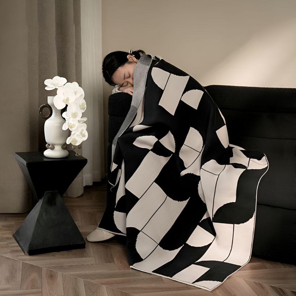 Lisslune | Artevana Monochrome Geometric Throw Blanket