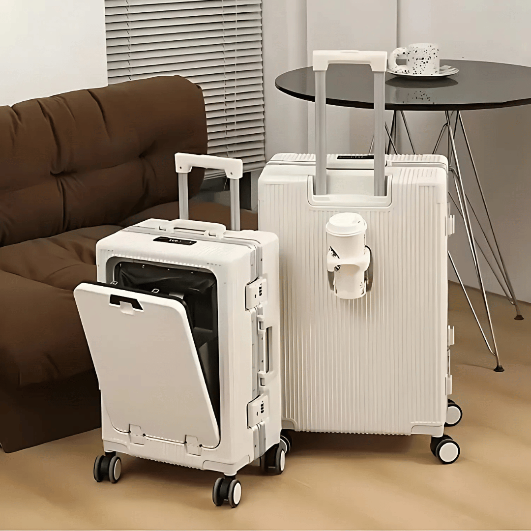Lisslune | Manhattan Pro – Hard Shell Carry-On Suitcase with Aluminium Frame (20 inches, 40 Liter), Laptop Compartment & USB Ports