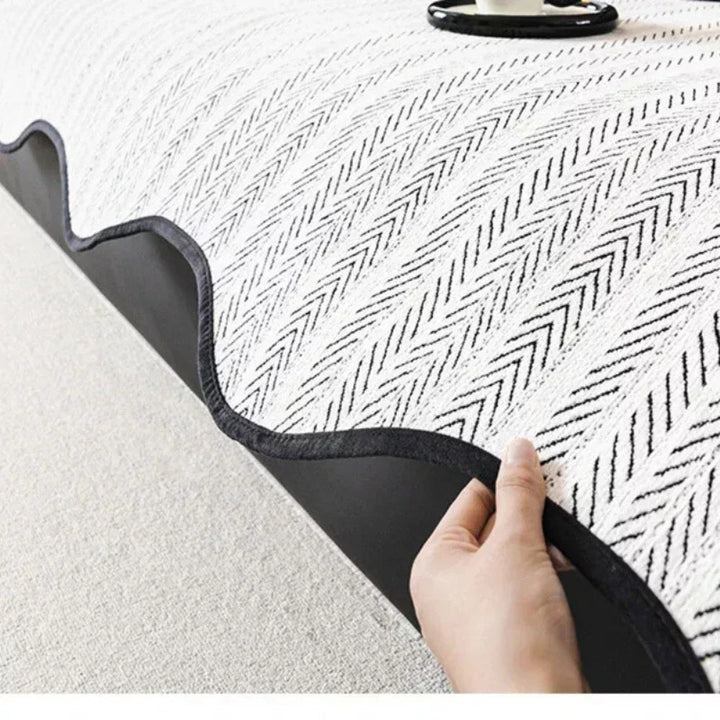 Lisslune | Aurivelle Herringbone Sofa Cover with Scalloped Edge Trim