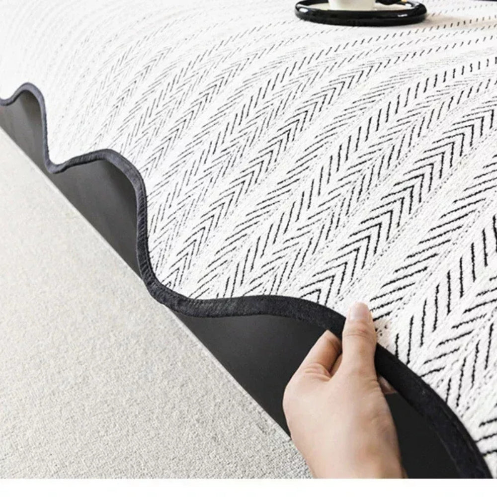 Lisslune | Aurivelle Herringbone Scallop Edge Sofa Cover