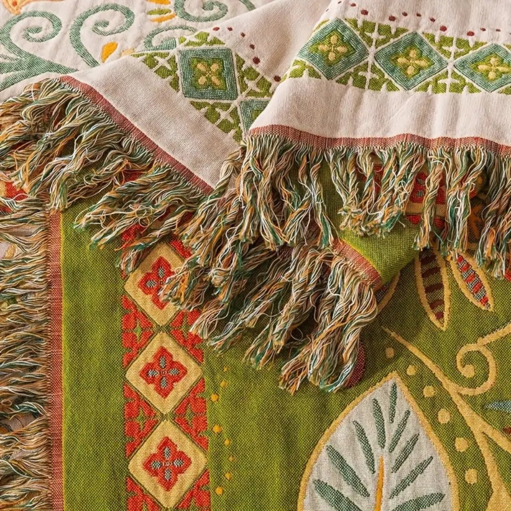 Lisslune | Autumn Leaf Boho Reversible Blanket
