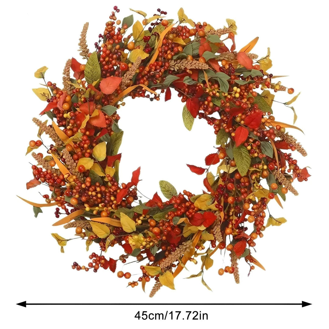 Lisslune | Autumn Rattan Wall Wreath With Berries And Leaves