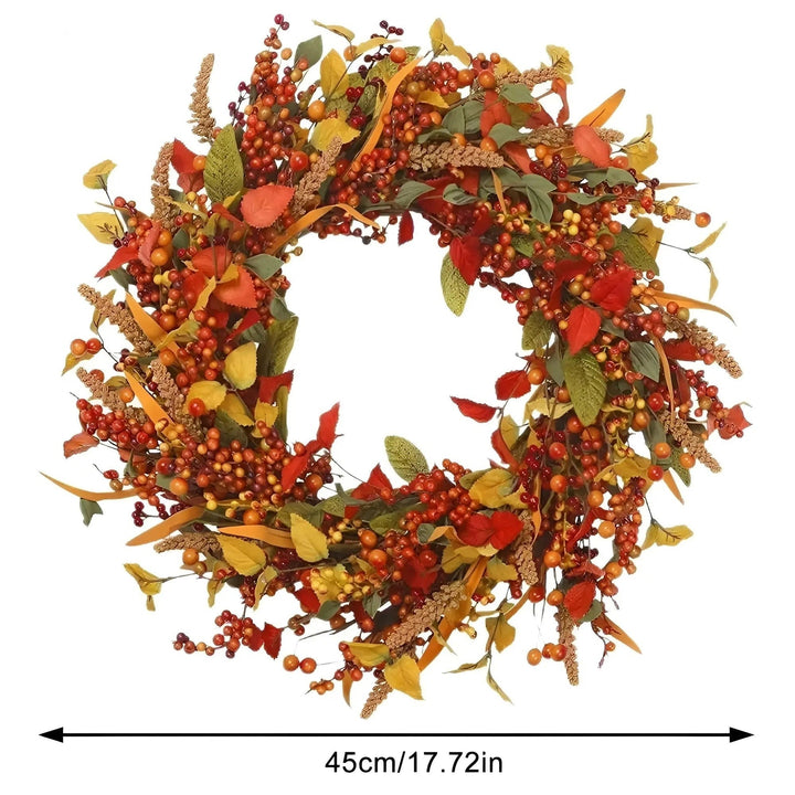 Lisslune | Autumn Rattan Wall Wreath With Berries And Leaves