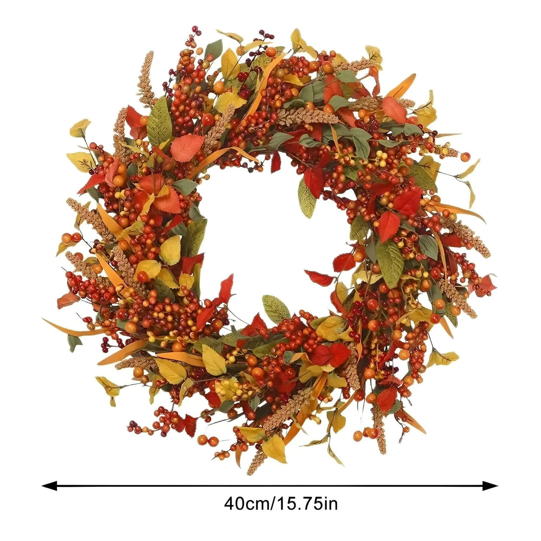 Lisslune | Autumn Rattan Wall Wreath With Berries And Leaves