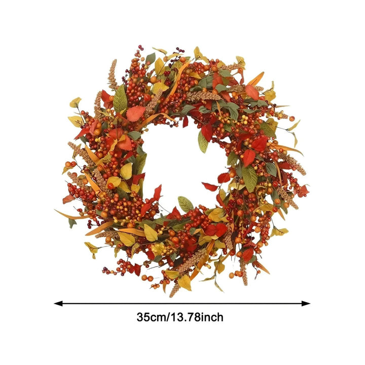Lisslune | Autumn Rattan Wall Wreath With Berries And Leaves
