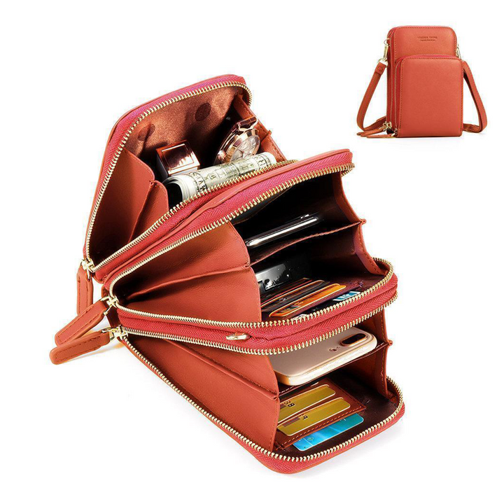Lisslune | Triple Secure Leather Phone Purse: Elegance Meets Practicality