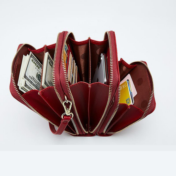 Lisslune | Triple Secure Leather Phone Purse: Elegance Meets Practicality