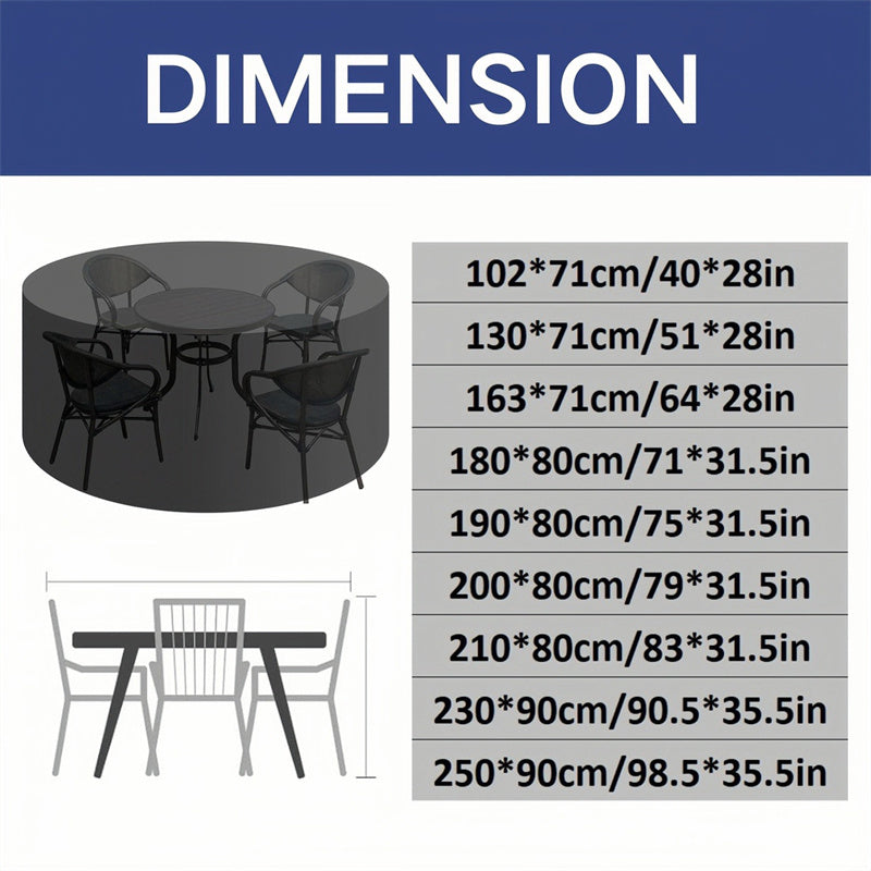 Lisslune | Round Waterproof Garden Furniture Cover | Heavy-Duty, UV-Resistant & Adjustable for Outdoor Tables and Chairs