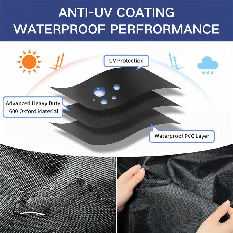 Lisslune | Round Waterproof Garden Furniture Cover | Heavy-Duty, UV-Resistant & Adjustable for Outdoor Tables and Chairs