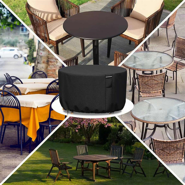 Lisslune | Round Waterproof Garden Furniture Cover | Heavy-Duty, UV-Resistant & Adjustable for Outdoor Tables and Chairs