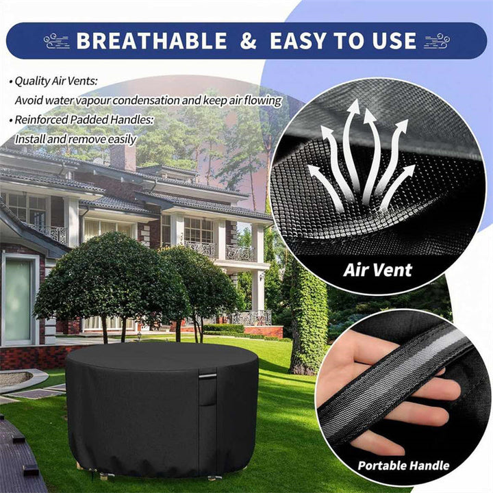 Lisslune | Round Waterproof Garden Furniture Cover | Heavy-Duty, UV-Resistant & Adjustable for Outdoor Tables and Chairs