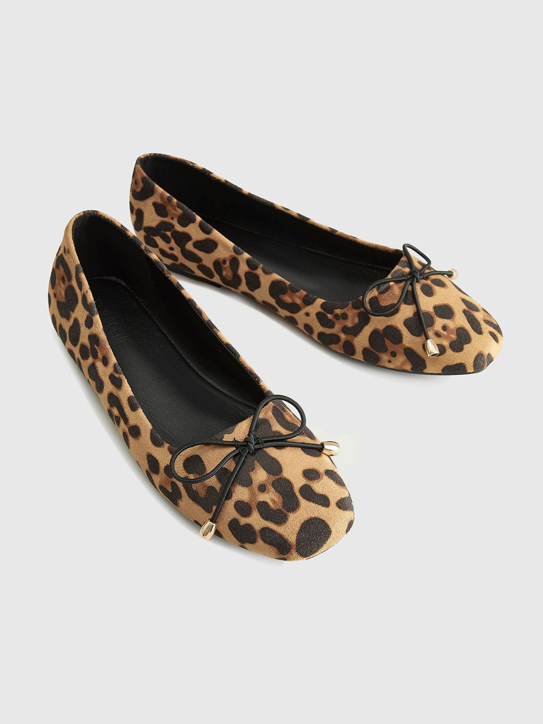 Lisslune | Bow Decor Leopard Print Ballerinas